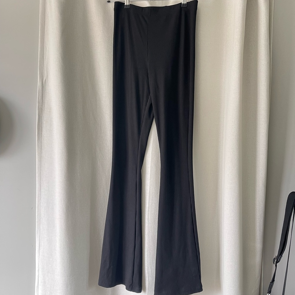 topshop ribbed flared leggings